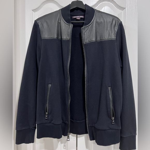 MEN’S MICHAEL KORS LEATHER / SWEATSHIRT JACKET - Picture 1 of 6
